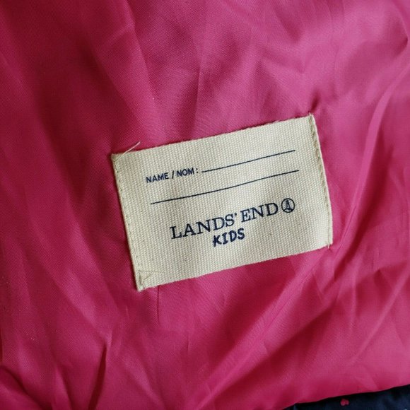 Lands End Kids Girls Blue Pink Heart Puffer Vest - Picture 12 of 12